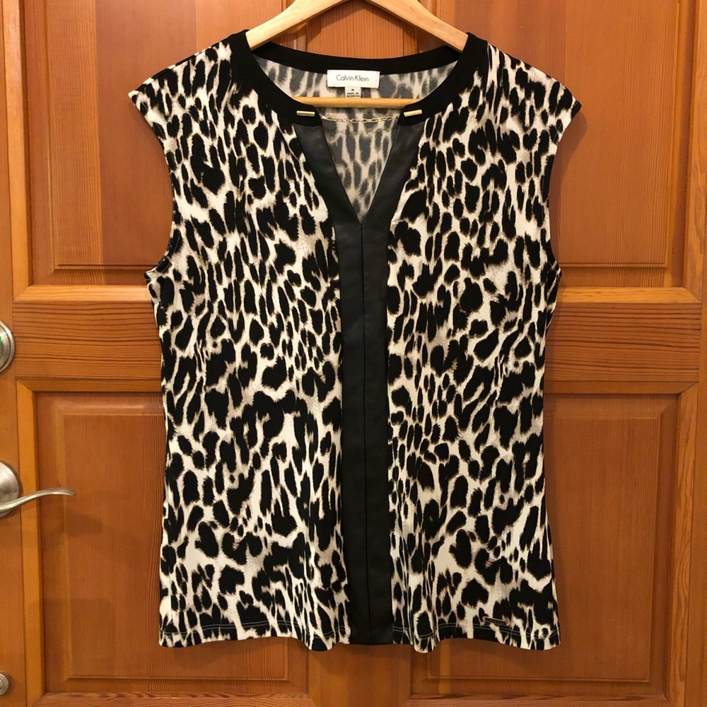 Calvin Klein animal print sleeveless blouse